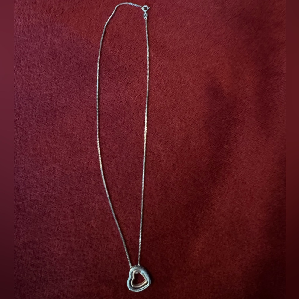 two tone 18k gold plated heart necklace with swarovski crystals